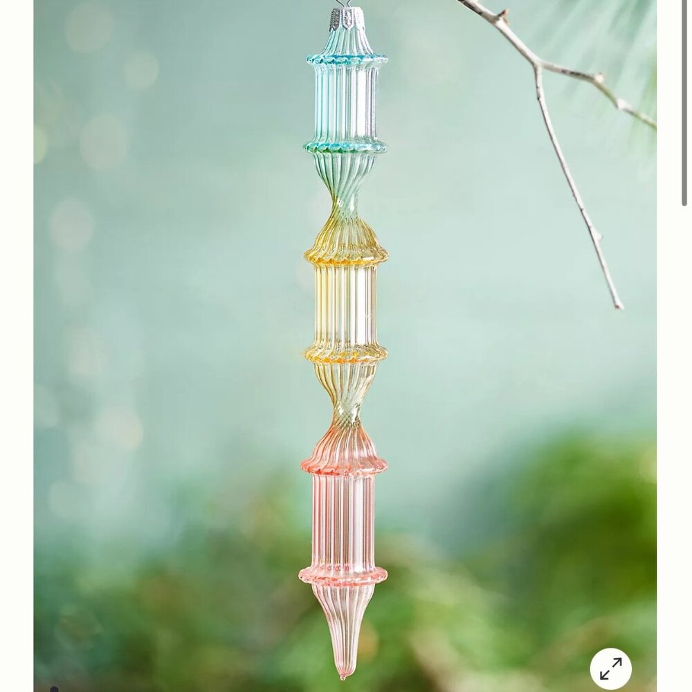 Anthropologie Rainbow Icicle Giant Glass Ornament NEW‎ WITH TAG
